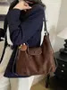 Mochila Multifuncional Feminina Vintage de Grande Capacidade 2026 Nova Bolsa de Ombro Único Outono/Inverno Bolsa Tote de Camurça para o Dia a Dia