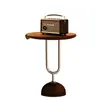 Mesa Lateral Vintage de Madera Maciza Estilo Retro, Elegante Estante de Almacenamiento, Mesa de Café Pequeña de Lujo Ligero Minimalista Moderno para Dormitorio, Mesa Lateral Pequeña