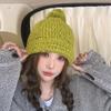 Moda coreana a rayas combinación de colores gorro de lana de punto afelpado para niños otoño e invierno cara pequeña cálido protección para los oídos gorro marea