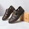 Sandalias de Verano para Hombre, Estilo Británico, Punta Abierta, Nuevo Estilo, Suela Suave, Antideslizantes, Zapatos Casuales, Transpirables, Huecos, Zapatos de Cuero para Negocios, Modernos