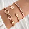 Novo conjunto de pulseiras com figura 8 infinito cravejado de diamantes, transfronteiriço europeu e americano, joias da moda em liga metálica simples retrô criativa, atacado