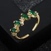 Anillo geométrico de cobre chapado en oro europeo y americano con micro incrustaciones de circonita, pequeño, fresco, personalidad, anillo de cola abierto para los dedos, accesorios para mujer