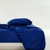 Conjunto de cama de quatro peças de cor sólida personalizado pelo fabricante para e-commerce transfronteiriço, lençol de elástico amigo da pele, lençol de cama, fronha conjunto de quatro peças