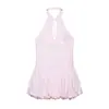 Atacado de Roupas Femininas Transfronteiriças Estilo Europeu e Americano Primavera 2026 Novo Vestido Curto de Popeline com Gola Halter Estilo Balão