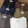 Camiseta Masculina Gola Redonda Manga Longa Estilo Coreano Outono/Primavera 2025 Solta Tendência Cor Sólida Camisa Básica Top Casual Ins Manga Curta Algodão