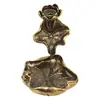 Venta directa de fábrica de quemador de incienso estilo antiguo con diseño de estanque de lotos y rana, soporte para varillas de incienso, artesanía de escritorio inspirada en Zen, venta al por mayor
