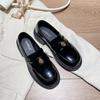 559 Huidong Yixinda Camellia Love_Hebilla Moneda de Oro Pequeña Suela Gruesa Mocasines Perezosos Zapatos Individuales para Mujer Zapatos de Cuero Pequeños