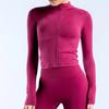 Chamarra de Yoga para Mujer de Manga Larga, Ajustada, con Cremallera, Transfronteriza de Aliexpress, Ropa de Yoga, Ropa Deportiva Exterior, Chamarra de Fitness