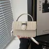 Bolso de Paja Tejida Nuevo Estilo con Cierre de Cordón, Solapa, Diseño Patchwork y Bloques de Color, Versión Pequeña Simple y Dulce con Cadena para Llevar Cruzado, Bolso Cuadrado Pequeño