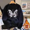 Sudadera Blanca de Cuello Redondo para Mujer Primavera y Otoño Delgada de Manga Larga Estudiante mm Divertida Hi Letra Forrada de Polar Holgada Aspecto Adelgazante Sudadera