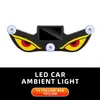 Luzes Neon para Carro a Energia Solar Olho de Diabo Frio Sem Fio Luz Ambiente LED com Ventosa Recarregável por USB Luz de Respiração Atmosférica