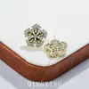 Brincos de Zircônia Floco de Neve Verde Oliva de Luxo Leve Estilo Floresta com Toque de Alto Padrão, Versáteis e Frescos, Brincos Femininos Super Brilhantes