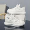 Novo Tênis Unissex de Couro Impermeável com Fivela Giratória Tênis Infantil Leve Versátil Sapatos Brancos para Estudantes
