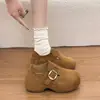 Fivela de cinto Boken para aumentar a altura feminina outono novo sapatos versáteis para mulheres baixinhas 2026 sapatilhas da moda com sola macia e bico profundo