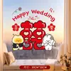 Adesivos Eletrostáticos de Personagens Felizes para Casamento, Conjunto de Decoração para Quarto de Casamento, Adesivos de Vidro para Janela com Personagens de Desenho Animado para Casamento, Itens Decorativos com o Caractere de Dupla Felicidade