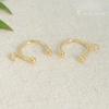 Clip para oreja de cobre chapado en oro de 18K al por mayor, clip para hueso de la oreja de doble cuenta, anillo abierto soldado ajustable, material para aretes DIY, accesorios de joyería