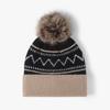Gorro de Punto para Mujer con Bloques de Color y Rayas, Forro de Forro Polar de Invierno, Versátil Gorro Cálido Protector de Orejas para Exteriores, Gorro Cálido de Lana Transfronterizo Europeo y Americano