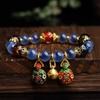Pulsera de Vidrio Gris Fragante Medio Azucarado Estilo Igual que Yong de Beijing Vidrio con Lámina de Oro Corazón de Azúcar Ágata Pulsera de Bestia Devoradora de Oro Venta Caliente en Lugares Turísticos