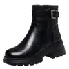Sapatos de Couro Femininos Estilo Britânico Dropshipping, Botas Femininas, Sapatos Femininos de Veludo de Inverno, Sapatos de Algodão de Salto Alto, Botas Curtas de Solado Grosso