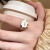 Anillo de Gato Pan de Dibujos Animados con Garra y Perla para Mujer Diseño Único de Nicho Anillo Abierto para Dedo Índice Anillo Dulce Versátil