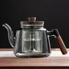 Bule de chá para ferver com fogão fechado, vidro preto de borosilicato alto, bule de chá de flores para vapor, bule de vidro resistente ao calor com panela interna integrada