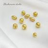 Cuentas redondas de color huecas de oro de 18 quilates esmerilado, ovaladas, con patrón oscuro, con orificio pasante, hechas a mano, para pulseras, collares y pendientes, accesorios.