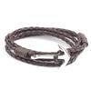 Pulsera de cuero para hombre, estilo punk rock europeo y americano, con personalidad, doble capa, hebilla de ancla, pulsera PH1096