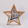 Pentagrama de Natal Caixa de Luz de Natal de Madeira Iluminação Interna Ornamento Artesanato de LED de Madeira