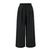 Calça casual azul de perna larga para mulheres, verão 2026, fina, cintura alta, solta, modeladora, seda gelada, perna reta, calça comprida para caminhar