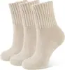 Directamente del fabricante: Calcetines Grues de Raya Vertical Retro hasta la Mitad de la Pantorrilla, Calcetines Grues de Punto Cálido para Mujer para Otoño e Invierno, Disponibles en Múltiples Colores Lisos