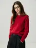 Suéter 100% Cachemir Puro Ropa Interior Otoño Invierno Nuevo Estilo para Mujer Cuello Redondo Capa Base Estilo Dulce Grueso Color Puro Suéter Cálido