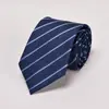 Corbata para Hombre Cremallera Azul Negocio Profesional Vestir Nudo Libre Moda Novio Boda Boda Banda de Mano Rayada Negra