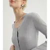 Mai* Cardigan Fresco de Verano Gris Suéter de Punto Nuevo para Mujer Verano 2026 Top Elegante
