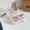 Zapatos Blancos de Velcro Hueco Sandalias de Mujer Verano Nuevo Nicho Acolchados de Suela Gruesa Tenis de Doble Uso Lz6125