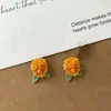 Pendientes de botón de rosa amarilla 3D 2026 Nuevo Estilo Caliente Pendientes de Alto Diseño Sentido Pendientes Nicho Temperamento Accesorios de Pendientes de Moda