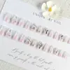 Dicas de Nail Art Unhas Usáveis Celebridade da Internet Luxo Leve Strass Empilhados Múltiplos Estilos Combinação Gradiente Cor Nude Francesa Zircônia Pontas de Unha Usáveis