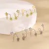 Brincos de Fio Estrela para Mulheres Nicho Versátil Literário e Fresco Design de Primavera Brilhante Coração Parafuso Torcido Brincos