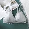 Ropa Interior de Encaje para Mujer Estilo Francés Sexy Copa Triángulo para Niña Pecho Grande Llamativo Sujetador Delgado Sin Aro de Acero Hermoso Espalda Envolvente Pecho