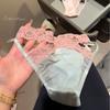 Ropa interior de malla transparente de seda de alta calidad con costuras de encaje hueco cruzado para mujer, sexy, pura, media cobertura, francesa
