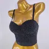 AliExpress Europeo y Americano Tirante Cuentas de Vidrio Envoltura de Pecho Festival de Música Mujeres Venta al por Mayor Ropa para Actuación en Escenario Top Corto para Ombligo Tendencia