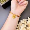 Nuevo Pulsera Estilo Chino Vietnamita Oro Arena Amarillo Dios de la Riqueza Cadena de Doble Capa Estilo Nacional Retro Color Duradero Joyería de Mano Sin Color Accesorios Yiwu