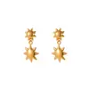 Pendientes de Acero Inoxidable Brillantes con Diseño de Sol Transfronterizos, Broqueles que No se Desvanecen, Pendientes de Moda Versátiles de Alta Gama, Nuevos Estilos de Otoño e Invierno