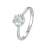 Anillo de Plata de Ley S925 de 1 Quilate Princess Round Bag Bouquet Moissanita para Mujer Simple Aliento de Bebé Libro Rojo Anillo de Boda