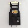 Delantal Ajustable Estilo Coreano para Cocina y Hogar, Delantal Impermeable de Dibujos Animados para Hombres y Mujeres, Adecuado para Catering y Trabajo, con Texto Impreso