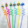 Pajita de PVC para fiesta de bar transfronteriza al por mayor pajita de modelado creativo niños dibujos animados pajita de plástico saludable juguete