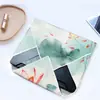 Bolsa de maquiagem patchwork de lótus estilo chinês, bolsa de armazenamento de tecido mágico portátil para viagem de cuidados com a pele de grande capacidade