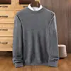 Suéter de punto de lana de cuello redondo liso para hombre First Line Garments Cachemira Suéter de punto de lana Jersey Camiseta base cálida