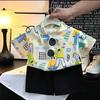 Traje de Verano para Niño 2025 Ropa de Verano para Bebé Niño Camisa Floral Delgada de Manga Corta Estampada Playa Niños