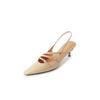 Elegantes Zapatos Mary Jane Sexy de Piel de Oveja con Espalda Descubierta 2024 Verano Tacón Fino Mediano Punta Cuadrada Pequeña Sandalias de Punta de Cuero Genuino Completo para Mujer