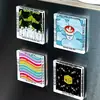 Ímãs de Geladeira Magnéticos Feitos à Mão Estilo Ins DIY Azulejos Quadrados Transparentes com Folhas Magnéticas Kit de Material DIY Redondo de Acrílico